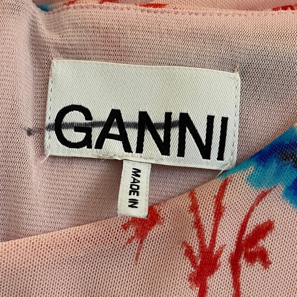 New GANNI Ruched Mesh Mini Dress in Light Lilac Size 18 - Picture 5 of 6